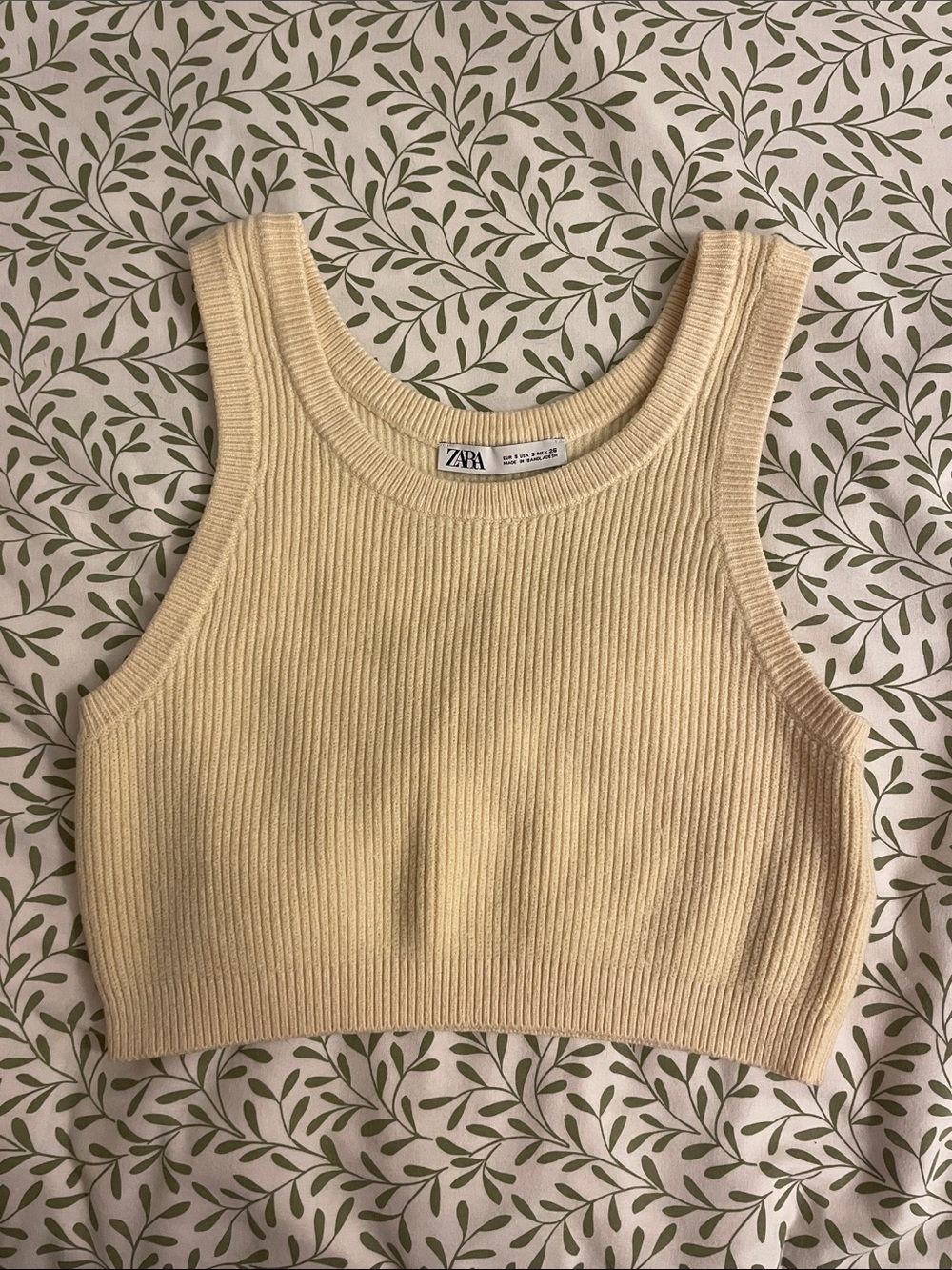 Zara Butter Yellow Ribbed Crop Tank